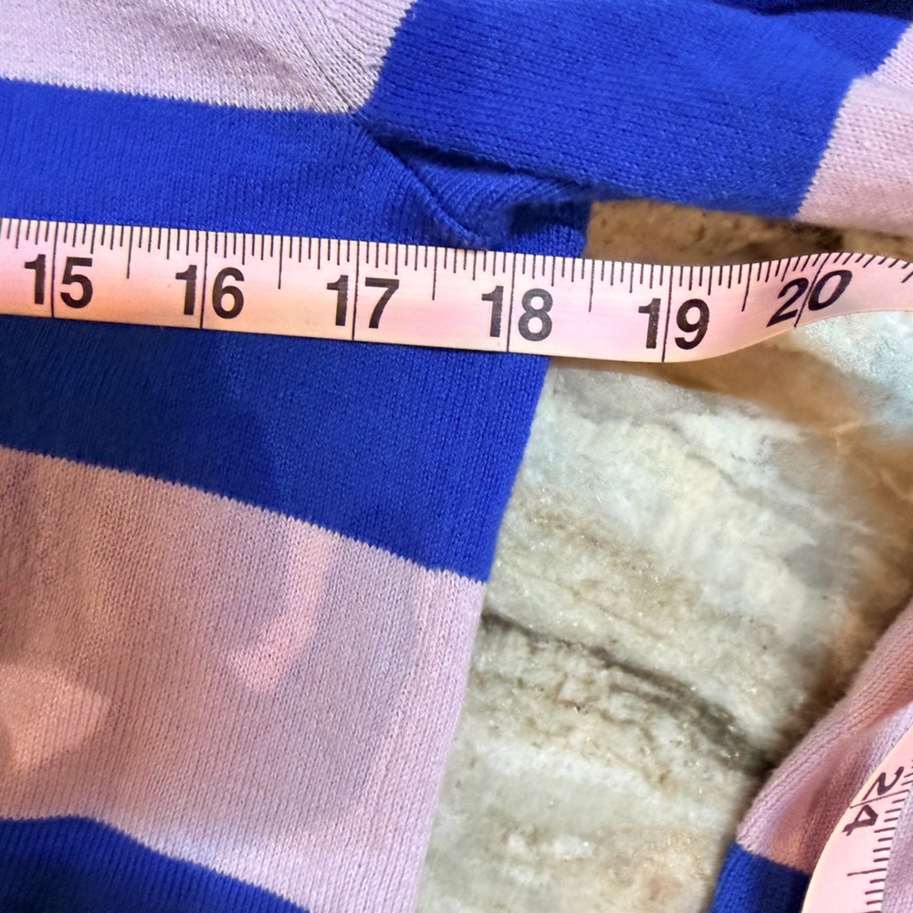 J.Crew Teddy Sweater Small Blue Pink Striped Crewneck 100% Cotton Lightweight - Picture 7 of 9